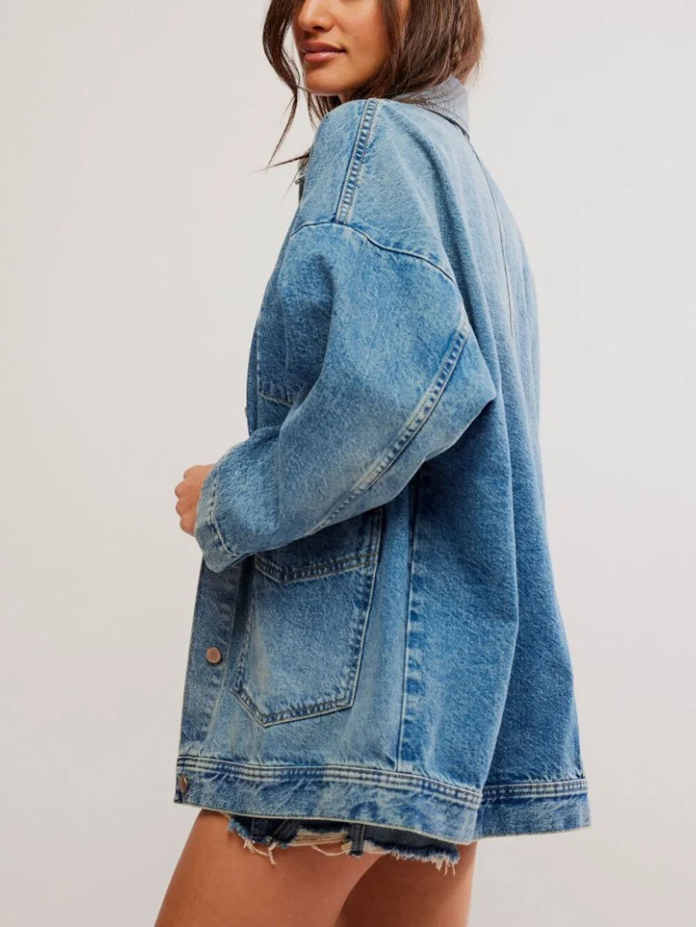 Free People Blue Oversized Jean Jacket - Picture 2 of 6